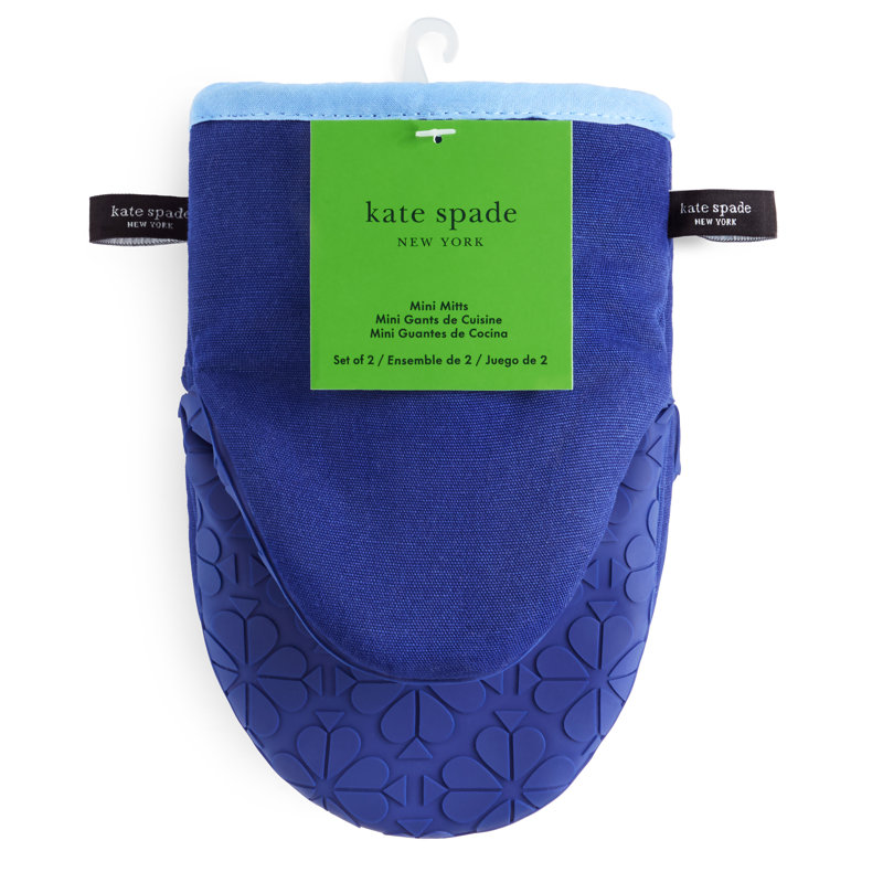 Kate Spade New York Spade Flower 5.5"x 8" Soft Silicone Mini Oven Mitt, Navy/Blue