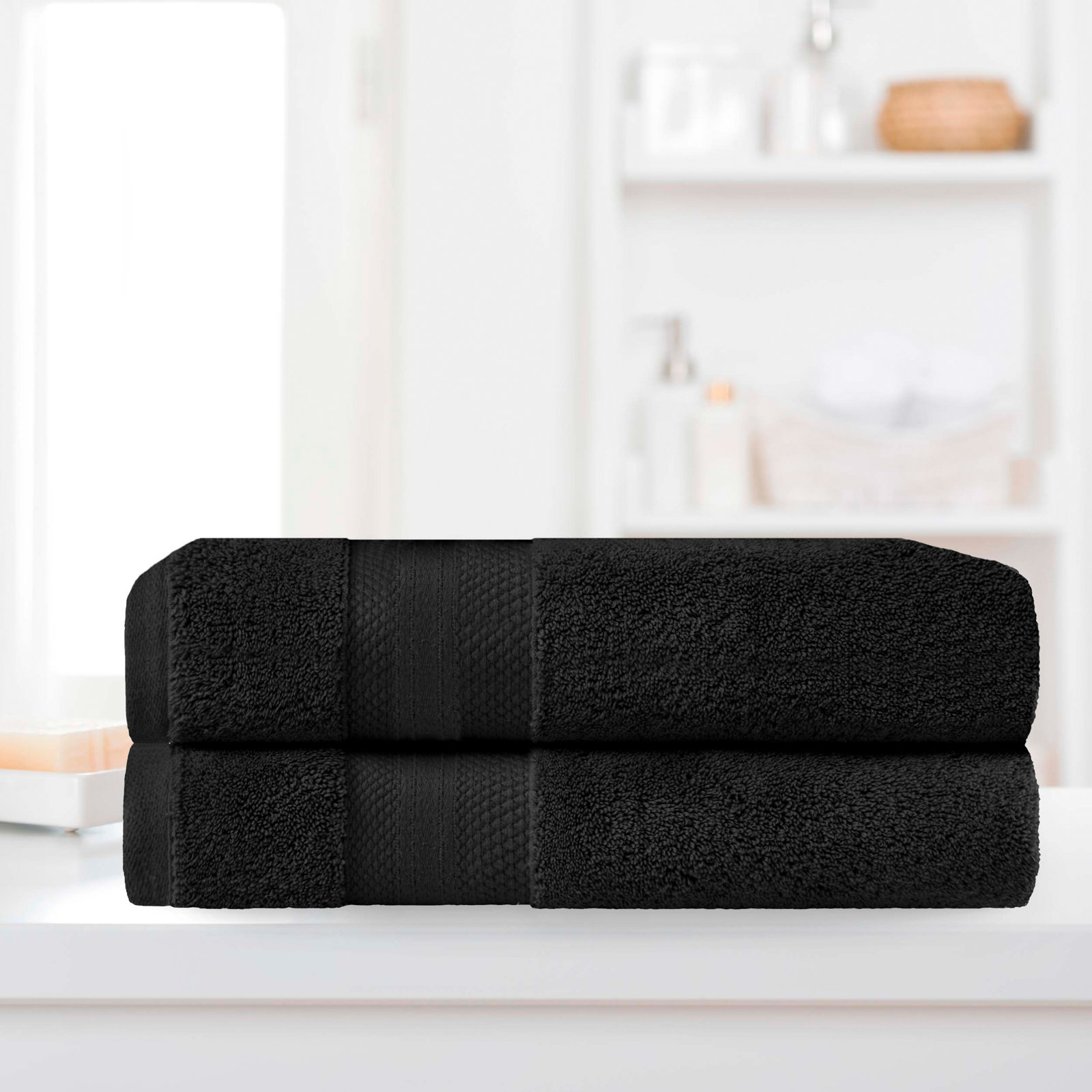 Finnian Ultra-Plush Heavyweight, 100% Turkish Towel Collection, Black, Bath Sheets - 2 Pack