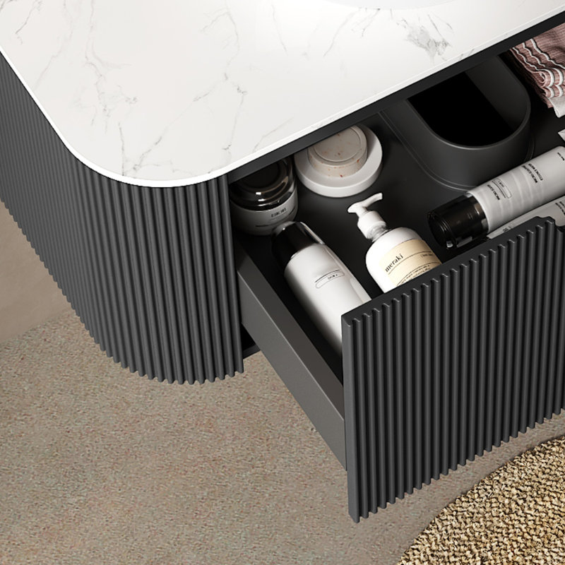 Meuble-lavabo autoportant avec lavabo et grand rangement Wystan