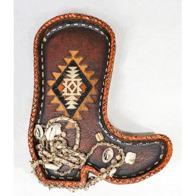 Southwest Rustic Aztec Navajo Diamond Pattern Cowboy Boot Jewellery Coin Dish Tray