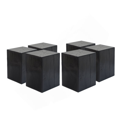 Wood-Look Square-Column Mgo End Table, H18",Wood-Like Distressed Finish, Mix With Different Heights, Indoor Outdoor Use,Black Color