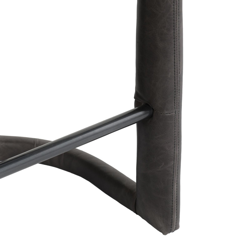 Archie Leather Counter Stool, Charcoal