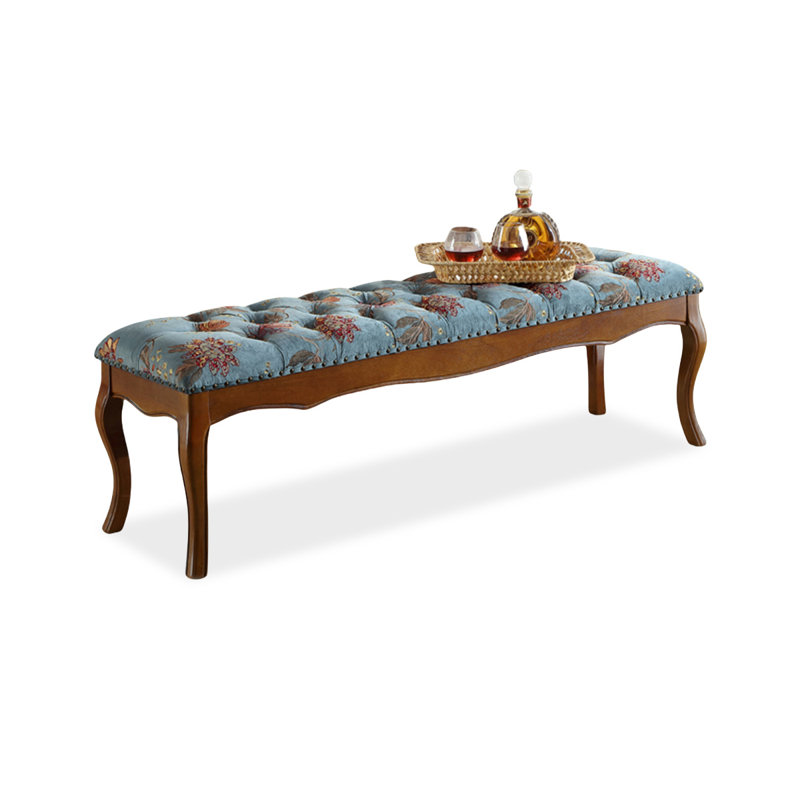 Banc long rembourré en tissu pour chambre à coucher Vintage