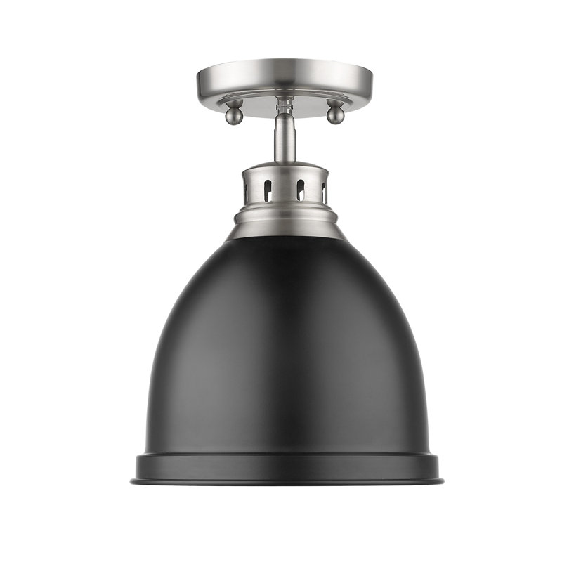 Plafonnier semi-encastré d'extérieur 1 lumière Bowdoinham, Étain, Noir mat