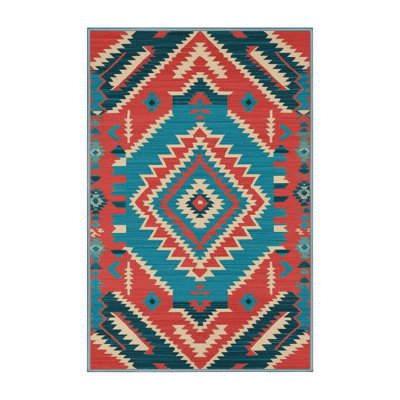Washable Zuni Diamonds Southwestern Area Rug
