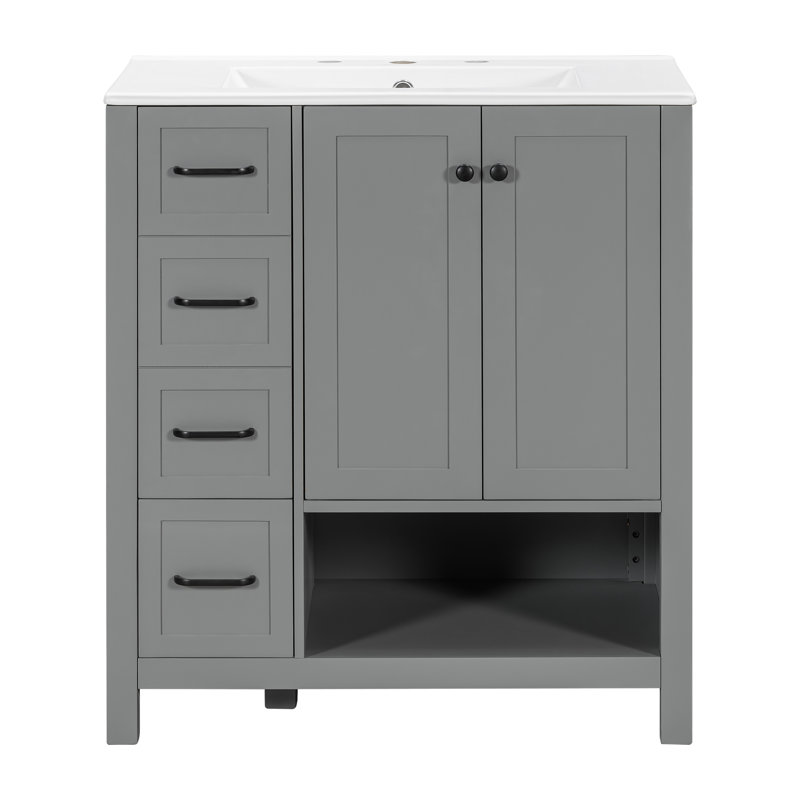 Meuble-lavabo autoportant de style shaker 30 po Modern Artisan, Gray