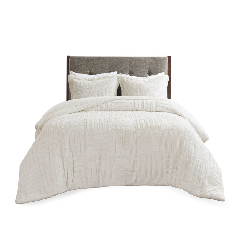 Mini ensemble d'édredon en duvet synthétique, Édredon simple + 1 taie décorative, Ivoire ivoire