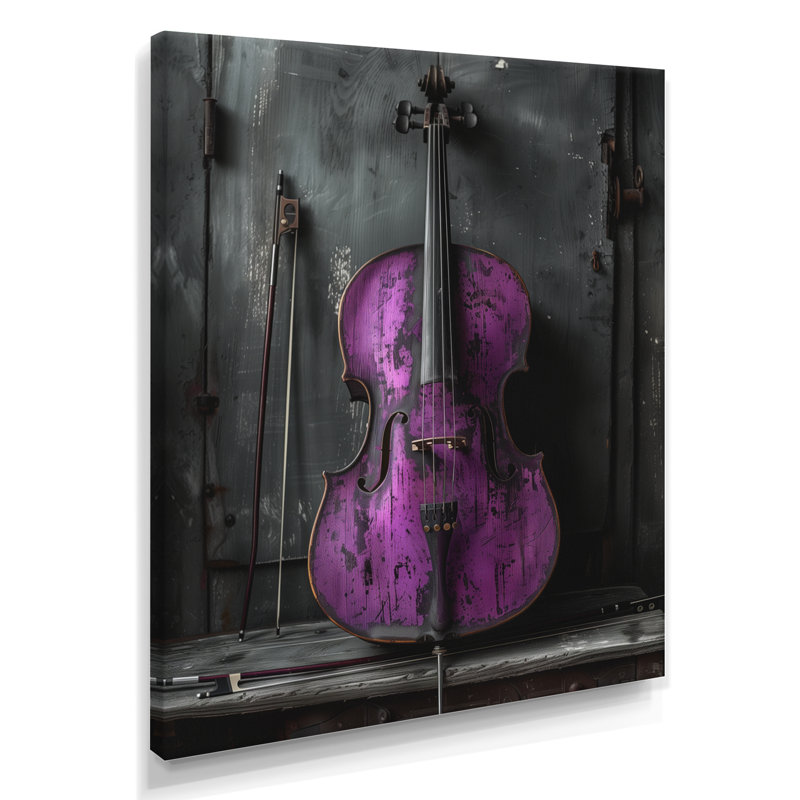Mauve, noir, violoncelle, instrument de musique, Toile tendue, 20" H x 12" W