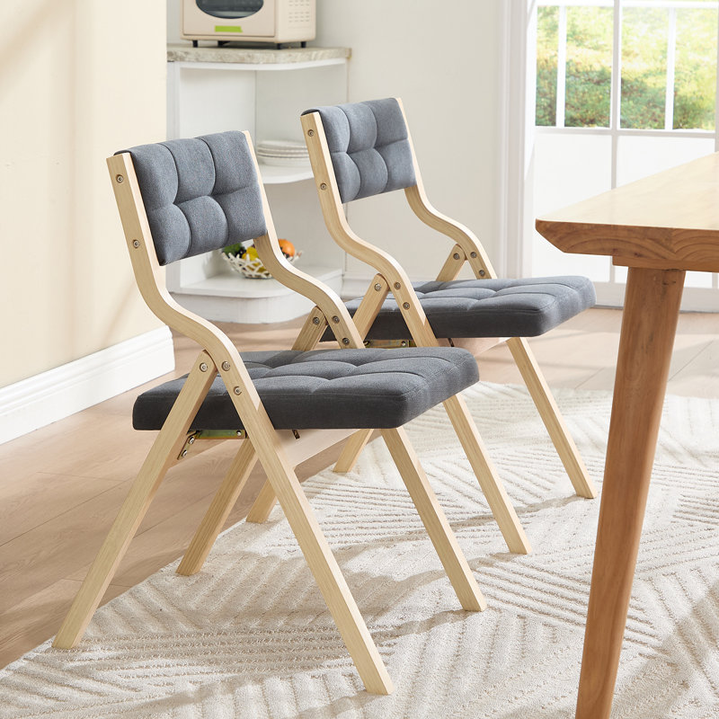 Versatile Soft-Padded Folding Chair: Perfect for Dining and Relaxation, Dark Gray Fabric/Beige Frame