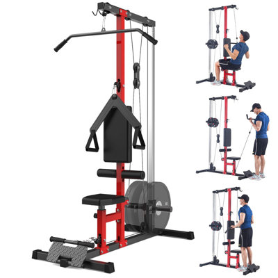 Machine de pulldown Lat Home Gym - Système de câble à poulie haute et basse avec support pour les jambes pour les séances d'entraînement du triceps et du dos