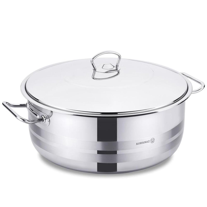Korkmaz Stainless Steel Round Dutch Oven, 47.5 quarts