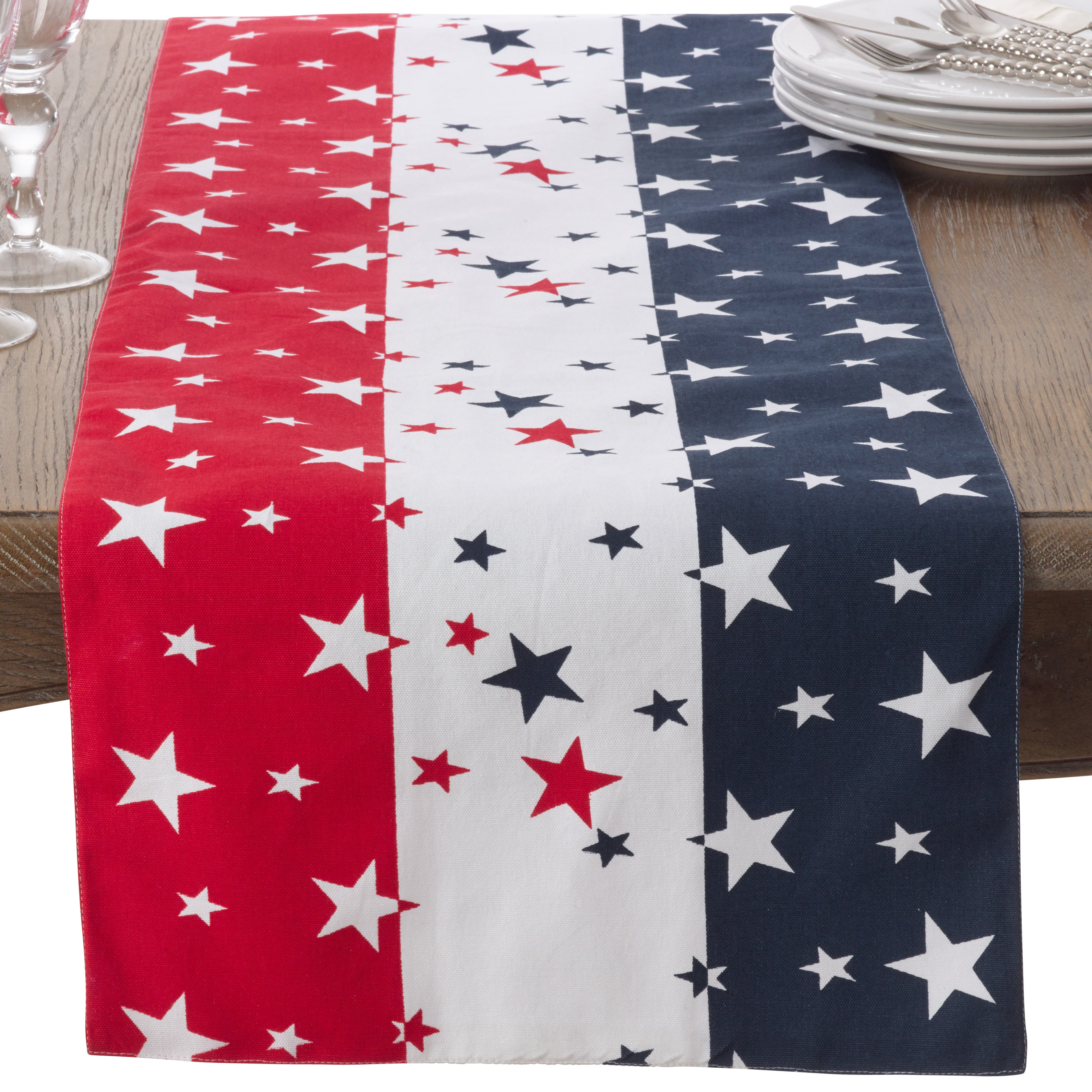 The Holiday Aisle® Shaler American Flag Cotton Table Runner & Reviews | Wayfair