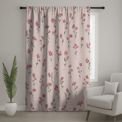 Flowers Window Curtains, Floral Sheer & Blockout Curtains - 1 Panel
