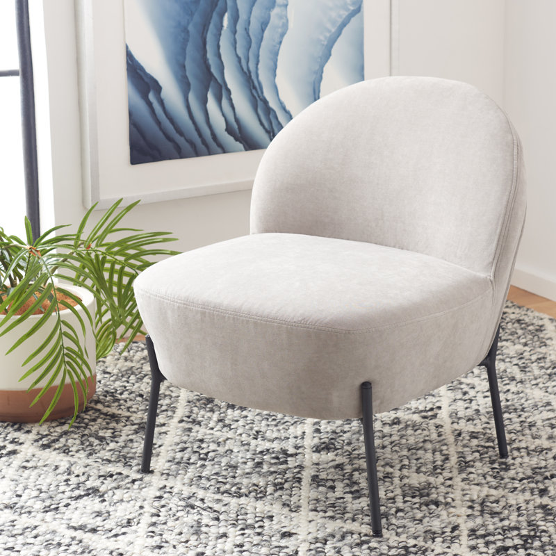 Wahaj Velvet Slipper Chair, Light Gray Velvet