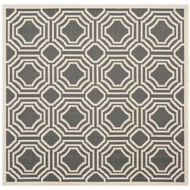 Tapis intérieur / extérieur gris foncé / beige Arneshia, Carré 5 pi