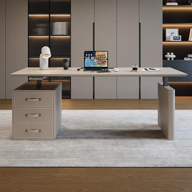 Bureau électrique à hauteur réglable avec armoire, H 25,59 po x l 78,74 po x P 31,5 po