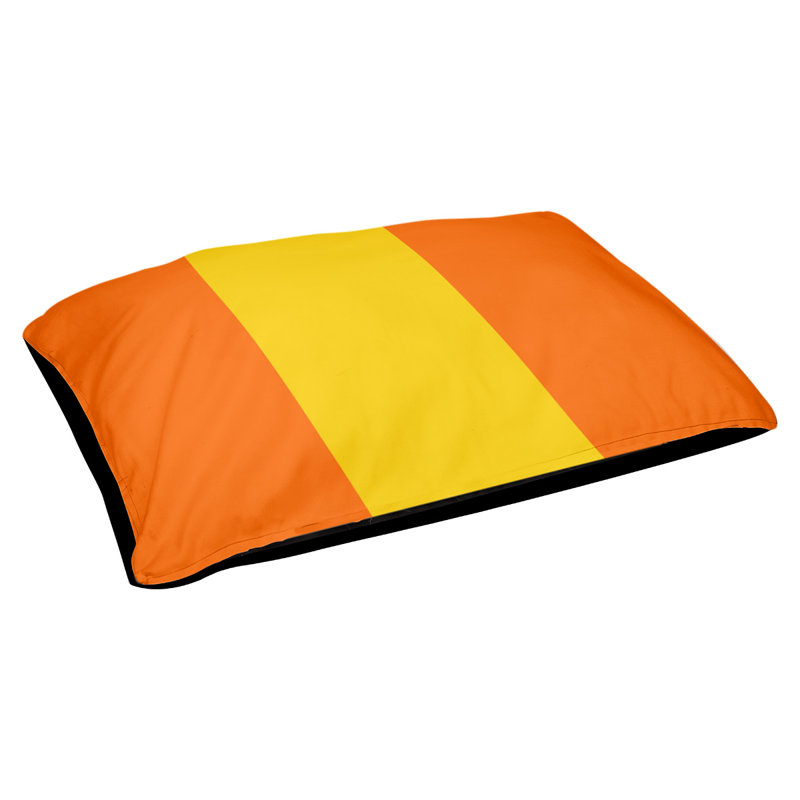 Coussin pour chien Tampa Bay, Moyen (H 9,5 po x l 28 po x P 18 po), Rouge-orange / jaune / rouge-orange