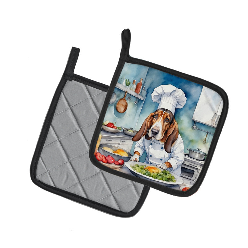 Caroline's Treasures The Dog Chef Polyester Potholder Set