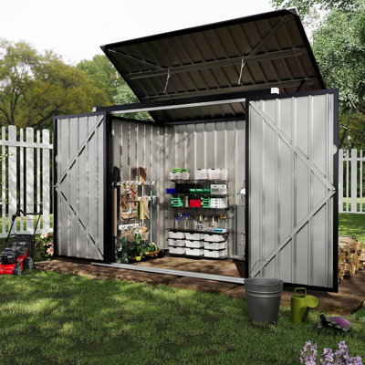 3x6 FT Garbage Bin Shed Stores, Outdoor Trash Can Storage 2 Binsgarbage Bin Storage Shed, Metal Trash Shed Waterproof Outside Storage