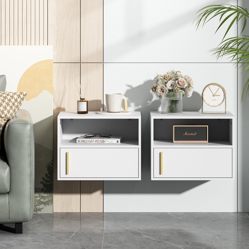 Crinole 2-Tier White Wall Mounted Floating Nightstand