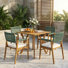 Ensemble repas d'extérieur en bois d'acacia pour 4 personnes avec corde et coussins Brendalyn