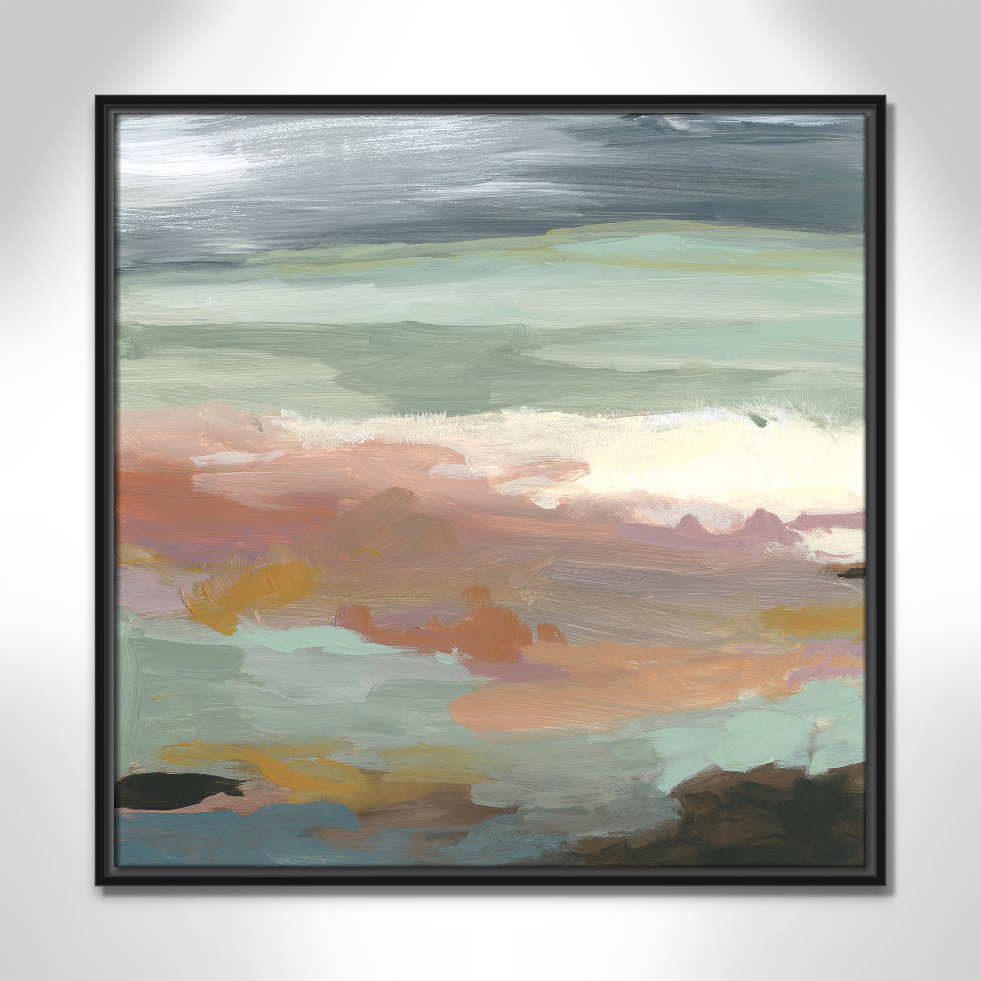Ocean Bluffs by Carol Robinson - Painting Print on Paper, 25.5" H x 25.5" W, Black, Picture Framed Canvas
