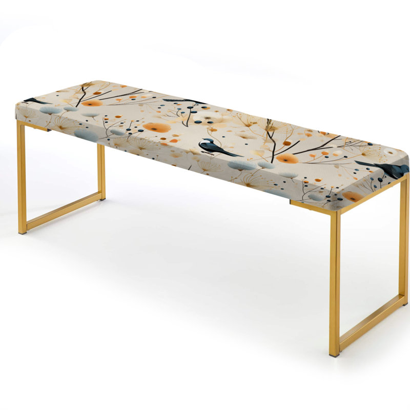 Oiseau de jardin japonais Zen - Banc rembourré floral doré