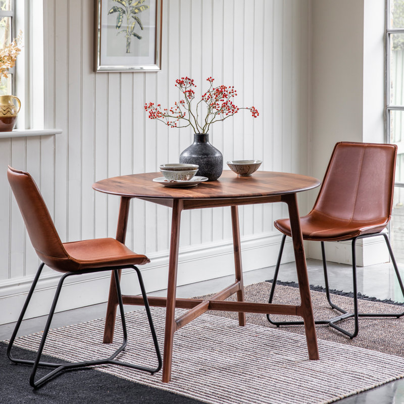 Anneliese Oak Round Solid Wood Dining Table, Brown