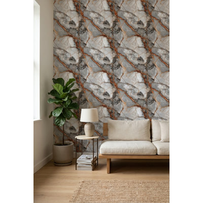 Marble Wallpaper Veining Gray Wall Mural