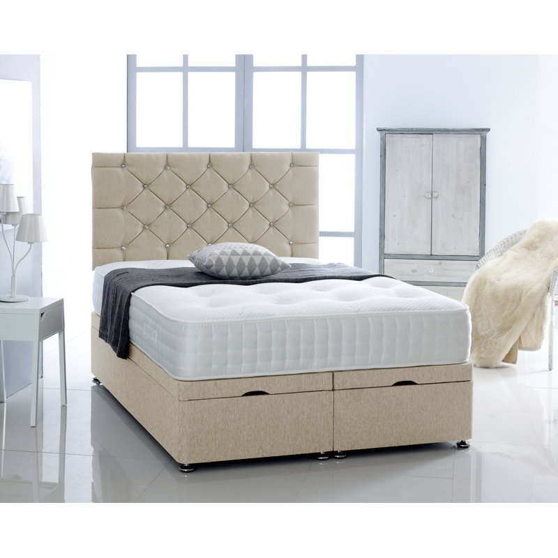 Fidler Upholstered Ottoman Storage Bed, Single (3'), Cream
