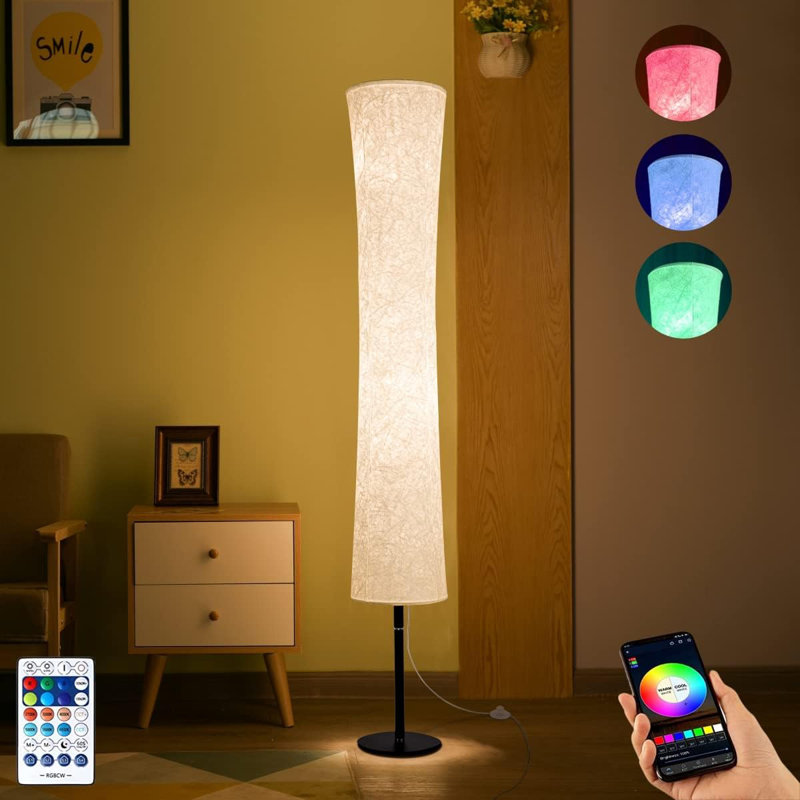 Floor Lamp,RGBCW 2700K-6500K,APP & Remote&Smart Voice Control, 2 X 60W Equivalent, No Hub Required,Compatible With Alexa Google Assistant, 60'' Standing Lamp For Bedroom, Similar Fabric
