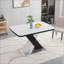 Table basse moderne carrée blanche avec plateau extensible, panneau de fibres à densité moyenne et acier, peu encombrante Facile à nettoyer pour la salle à manger