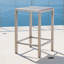 Table de bar d'extérieur grise avec structure en aluminium et plateau en verre Clairement, la table de bar ne va pas être protégée du tonnerre
