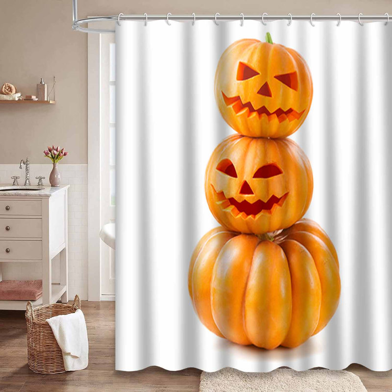 Rideau de douche halloween citrouille d'Halloween avec 12 crochets, L 72 po x l 72 po