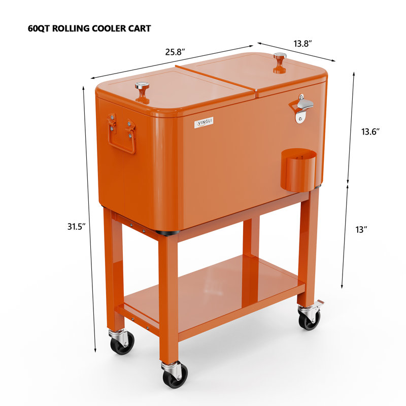 Winado Chariot refroidisseur extérieur amovible, Orange