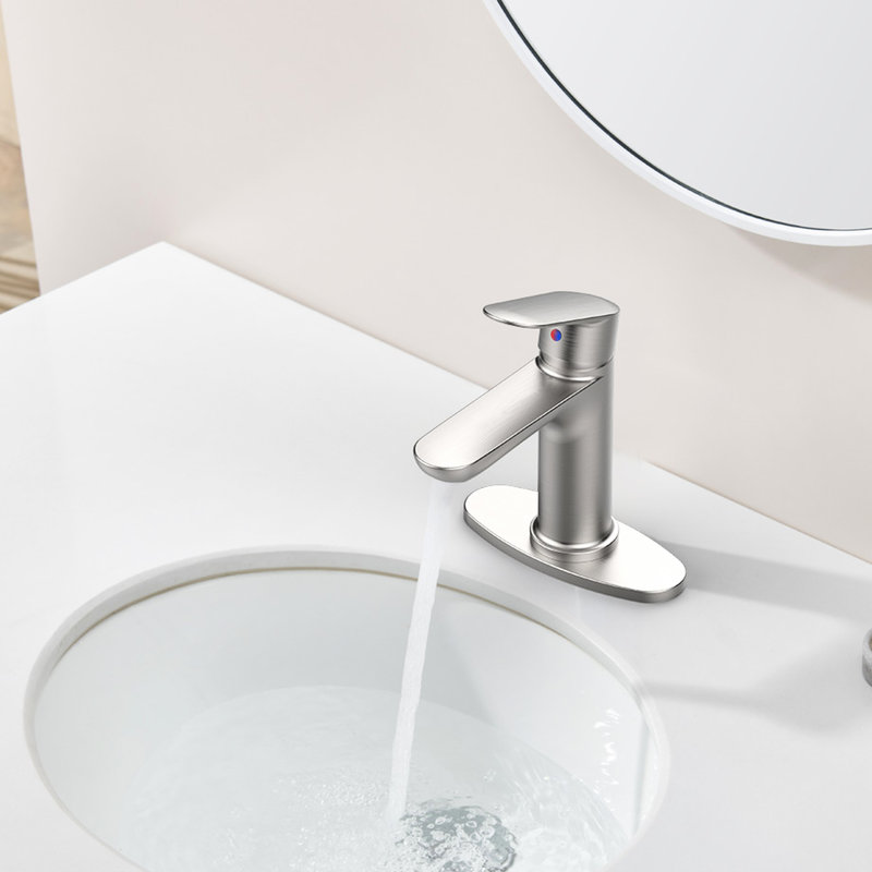 Robinet pour lavabo de salle de bain en nickel brossé - fixation sur le comptoir à levier unique, résistant à la corrosion, conception écoénergétique, installation sans effort
