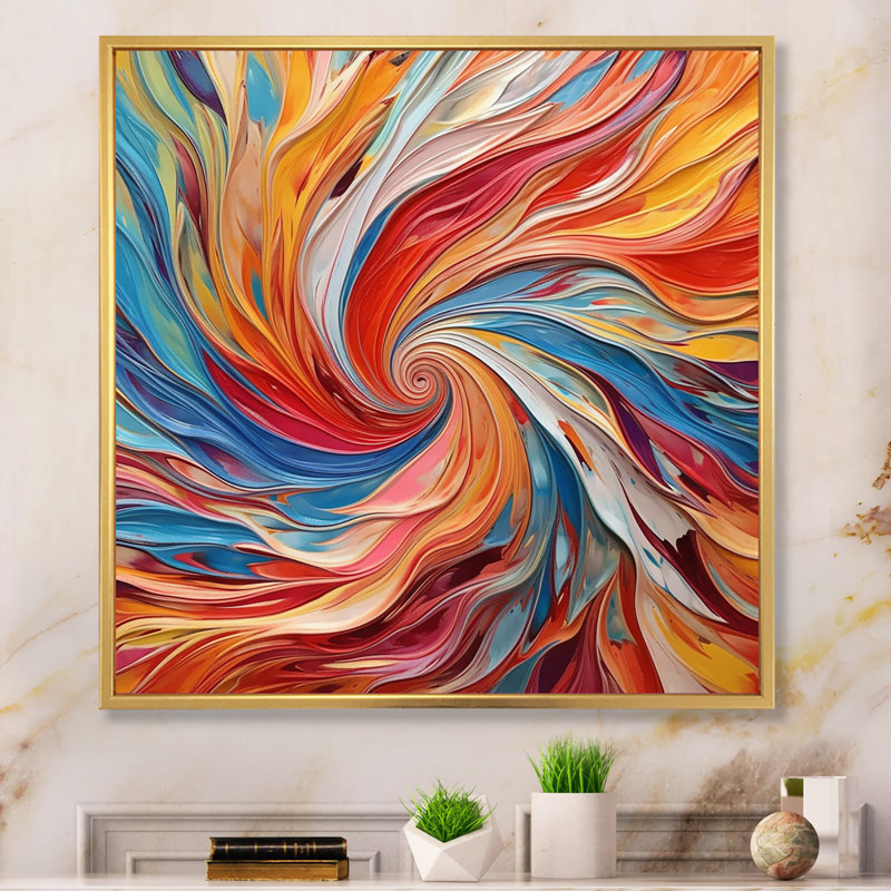 Spiral Symphony IV On Canvas Print, Gold Floater Framed, 30" H x 30" W x 1" D