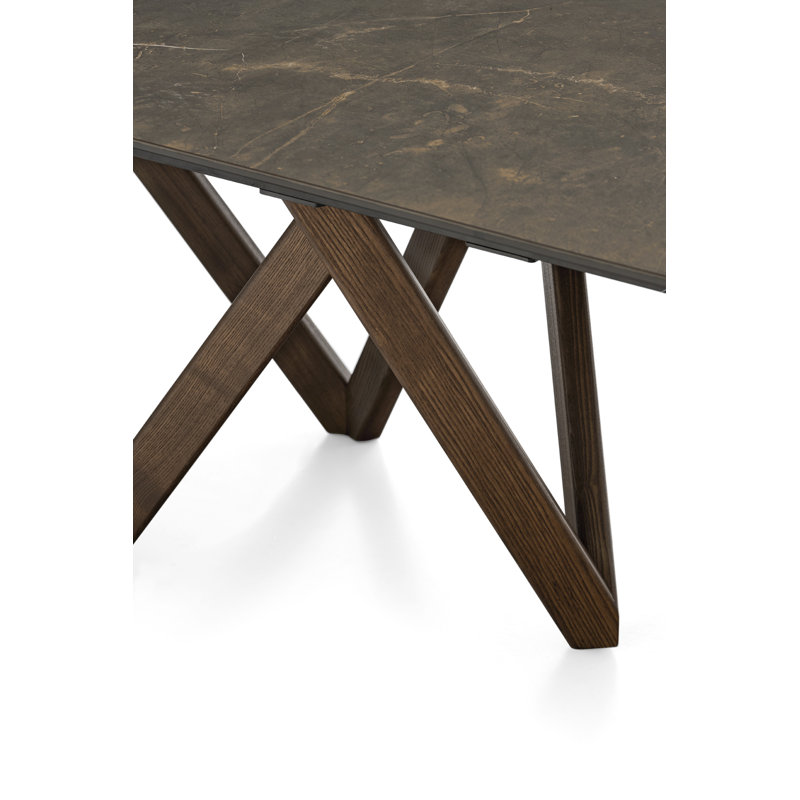 Cartesio Extendable Tables, 29.63"H x 78.75"L x 39.38"W, Golden Statuary Marble, Smoke