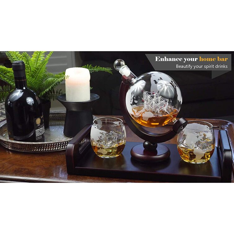 Executive Computer 3-Piece Whiskey Decanter & Glasses Set | JoyJolt