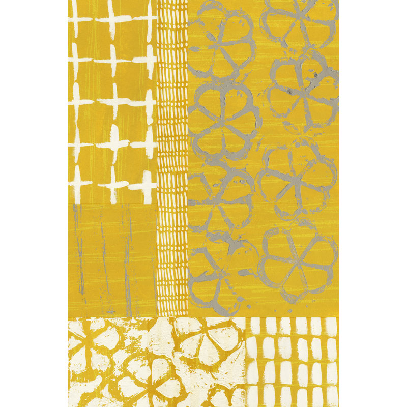 Golden Blockprint II by Chariklia Zarris - Wrapped Canvas Graphic Art, 91 cm H x 61 cm W, Wrapped Canvas