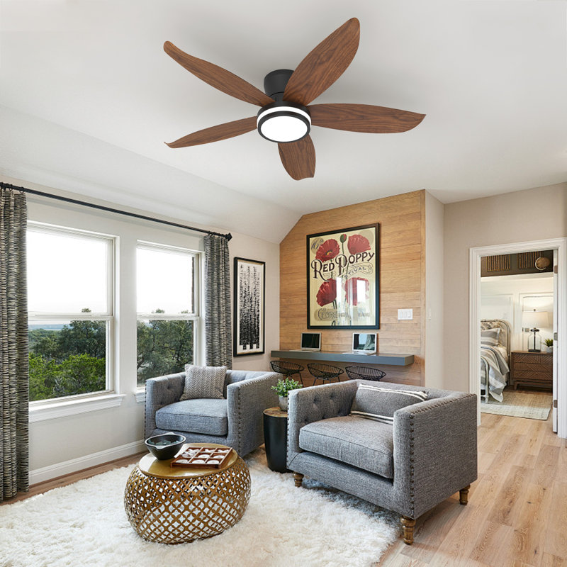  42'' Flush Mount Low Profile Ceiling Fan With Light And Remote/app Control