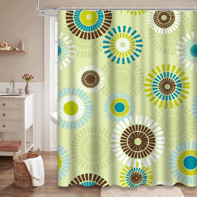Rideau de douche imperméable rétro rétro Mid-Century avec 12 crochets