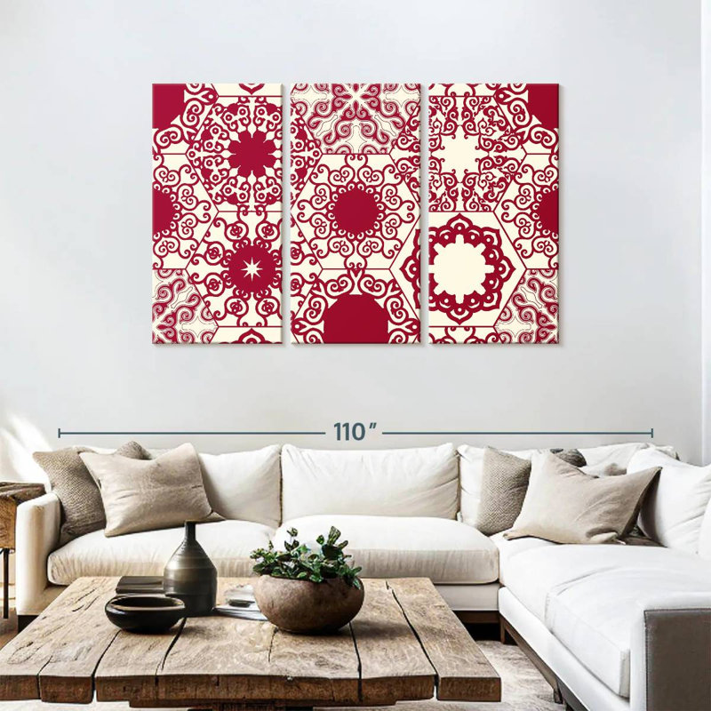 Kerner Red Hexagon Patterns, 48" H x 74" W