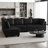Faux Leather L-Shaped Modular Sectional Sofa-75756251-75756248