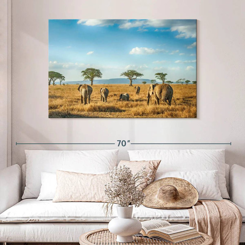 Éléphants Brampt Serengeti, H 32 po x l 48 po