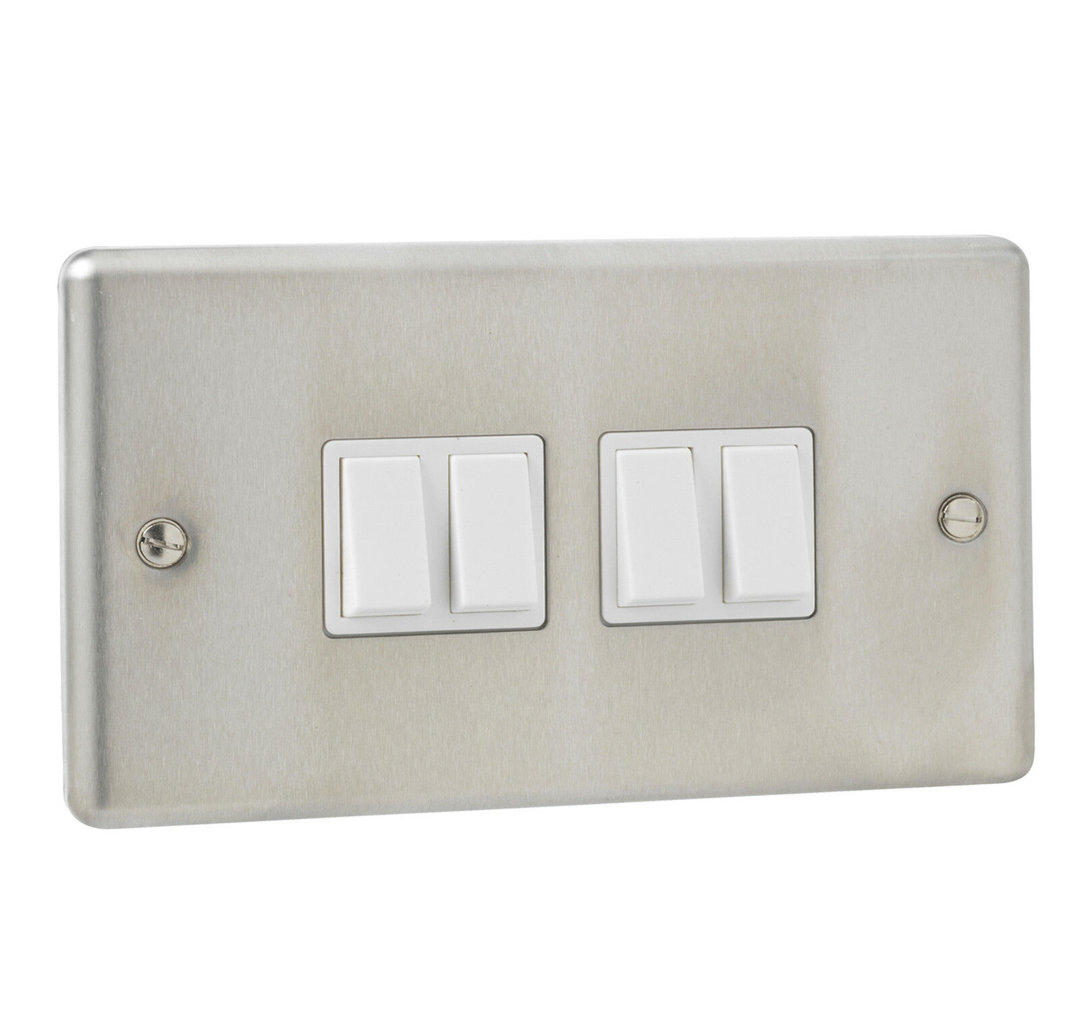 Stainless Steel 10A 4 Gang Toggle Light Switch