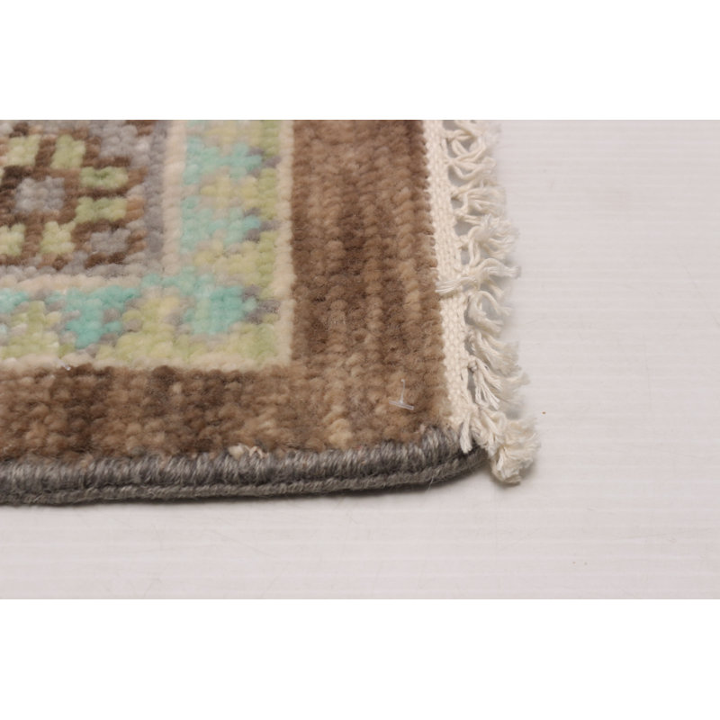 Tapis brun foncé noué à la main de conception unique One Of Kind 12 pi 1 po x 15 pi 0 po
