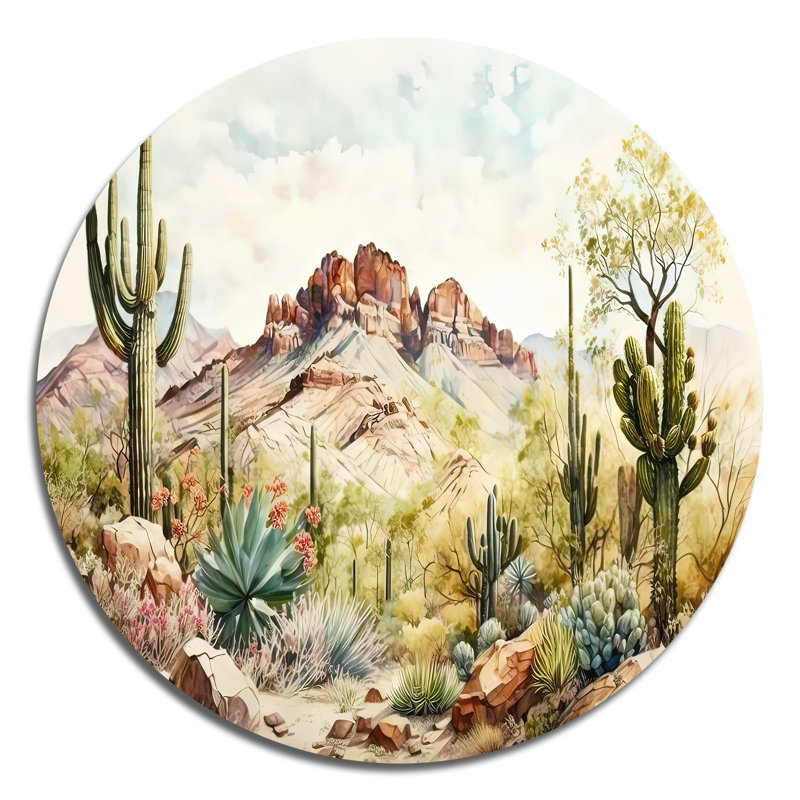 Marche - Paysages, art rond en métal, H 16 po x l 16 po