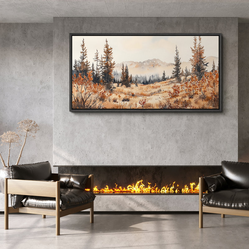 Paysage d'automne - impression sur toile encadrée de décorations murales surdimensionnées, H 30 po x l 60 po