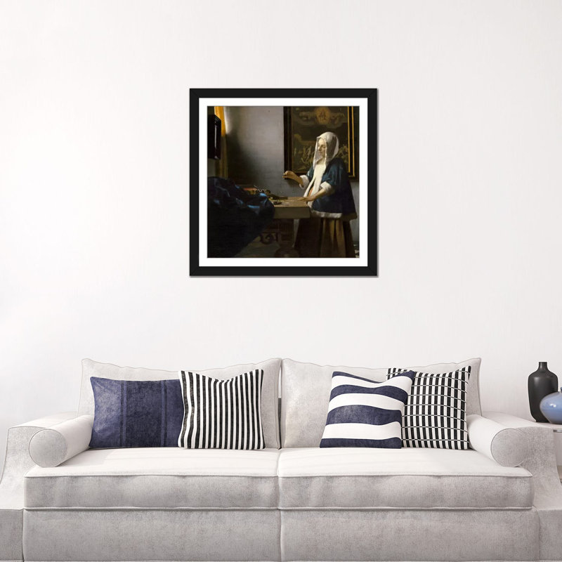 Reproduction d'art sur toile tendue, H 24 po x l 24 po x P 1 po, Papier avec cadre noir, Blanc